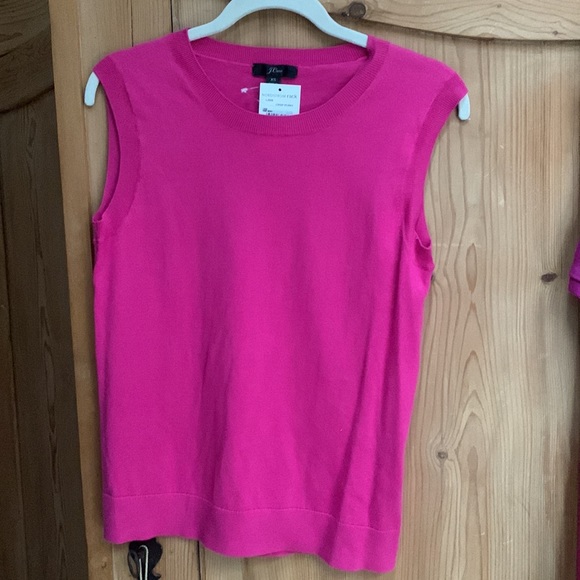 J Crew 💕 Hot Pink Cotton Sleeveless Tank Blouse XS Barbie Pink Crisp Berry NWT - Picture 11 of 11